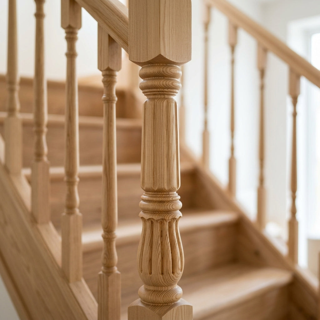 675mm Hexham Newel Post Volute Peg Pine/Oak (view 2)