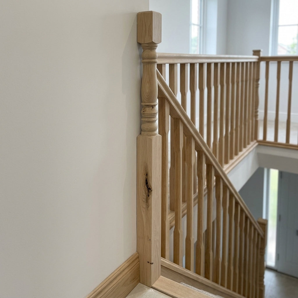 115mm x 1500mm Half Newel Post - Oak with Knot and Shake