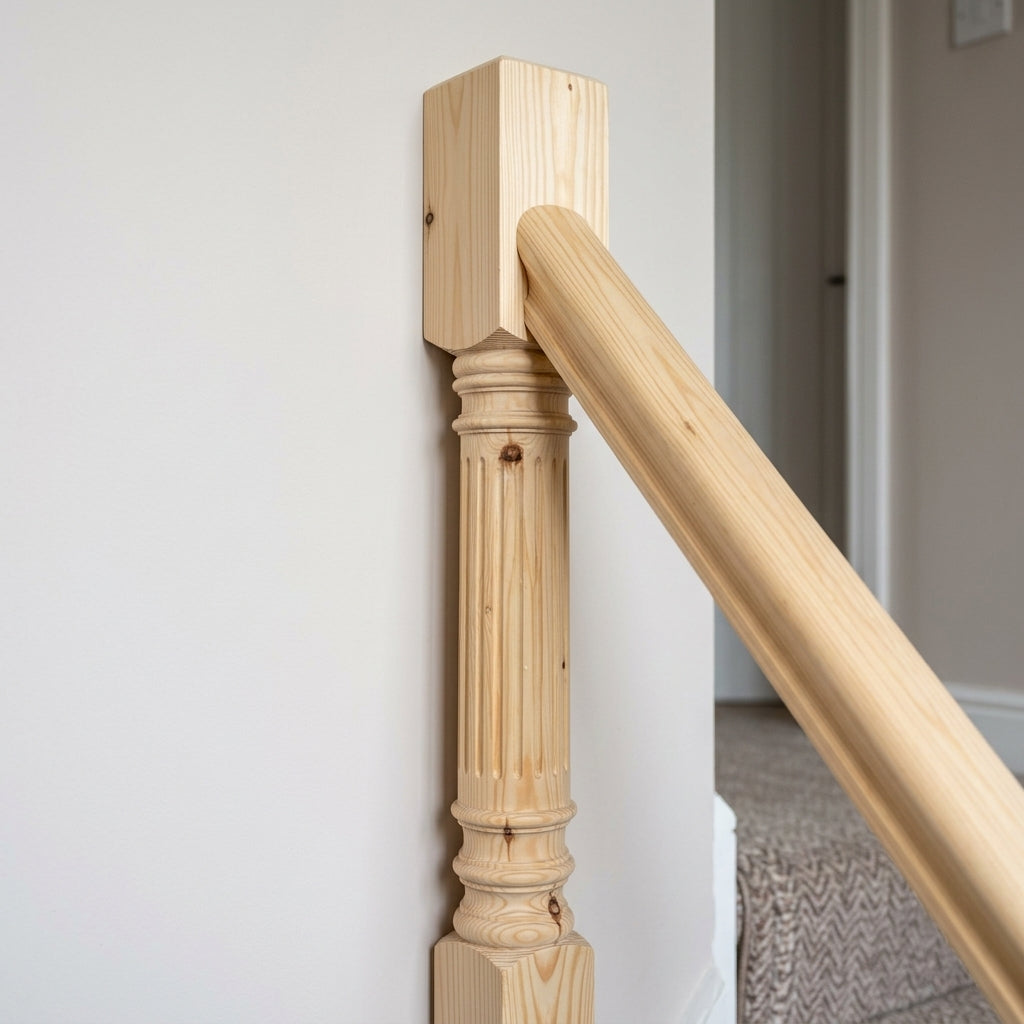115mm x 1500mm Half Newel Pine - Corbridge Style (view 2)