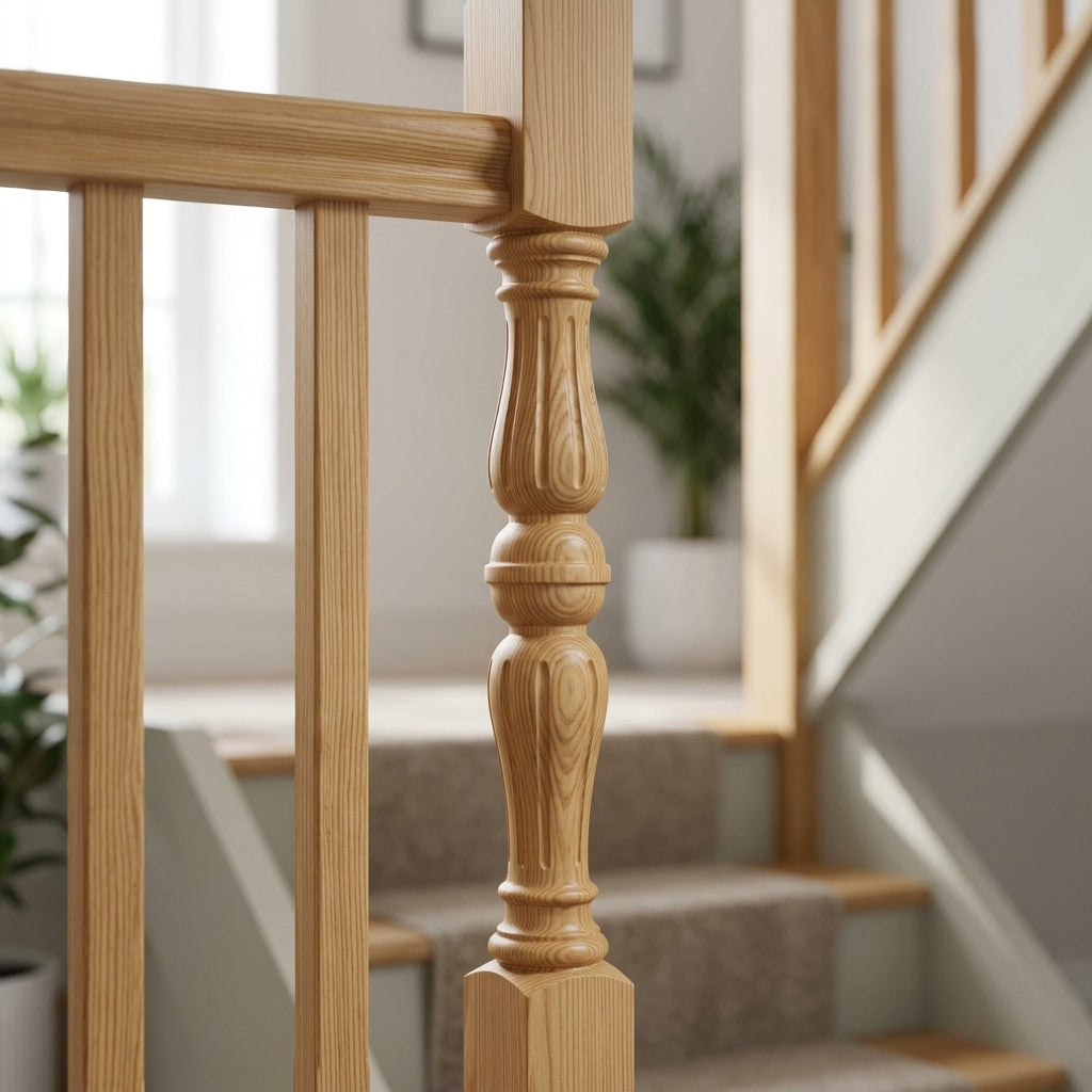 210mm Newel Post Pine or Oak Traditional Reeded Design (view 2)