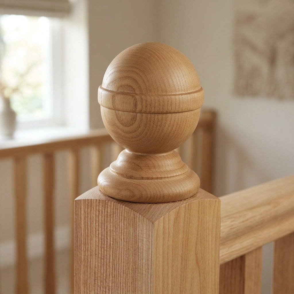 32mm Diameter Turned Newel Cap - Unfinished Wood (view 2)