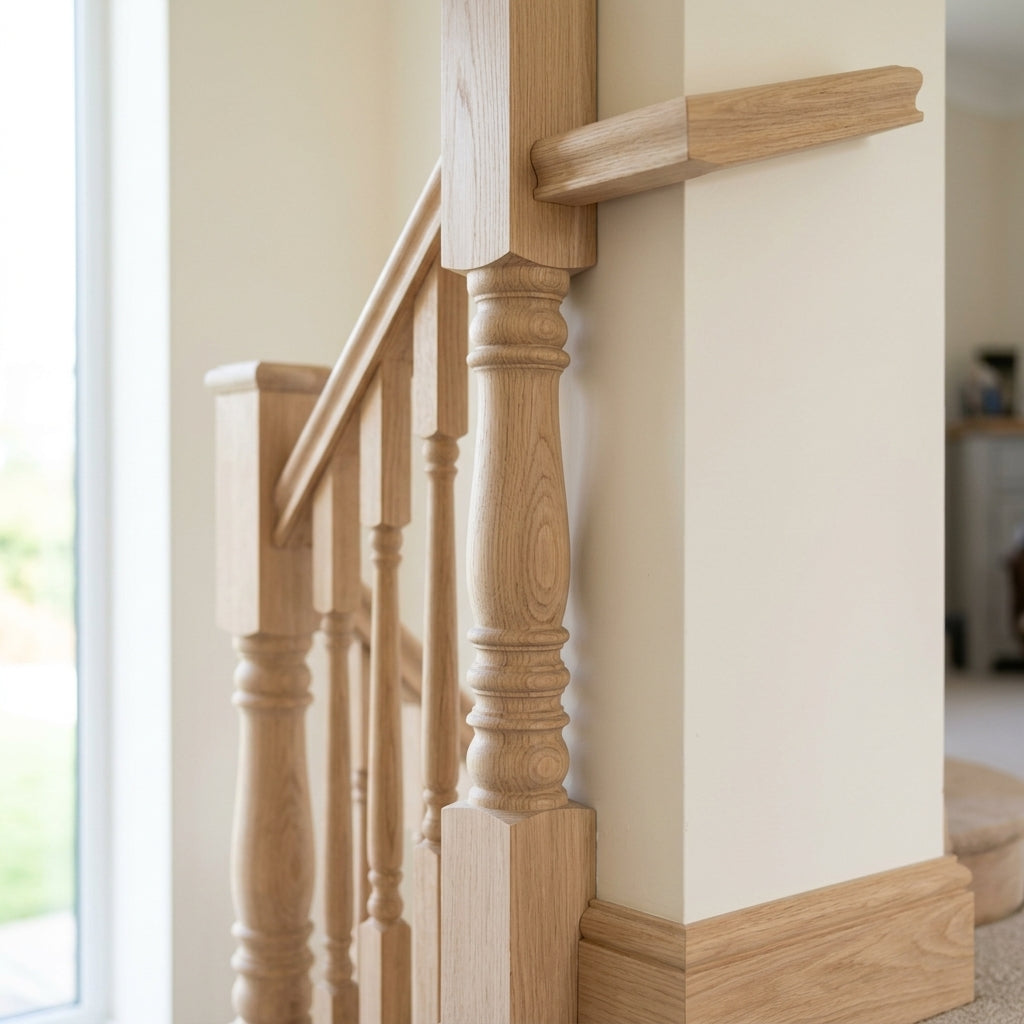 115mm x 1500mm Half Newel Post - Oak with Knot and Shake (view 2)