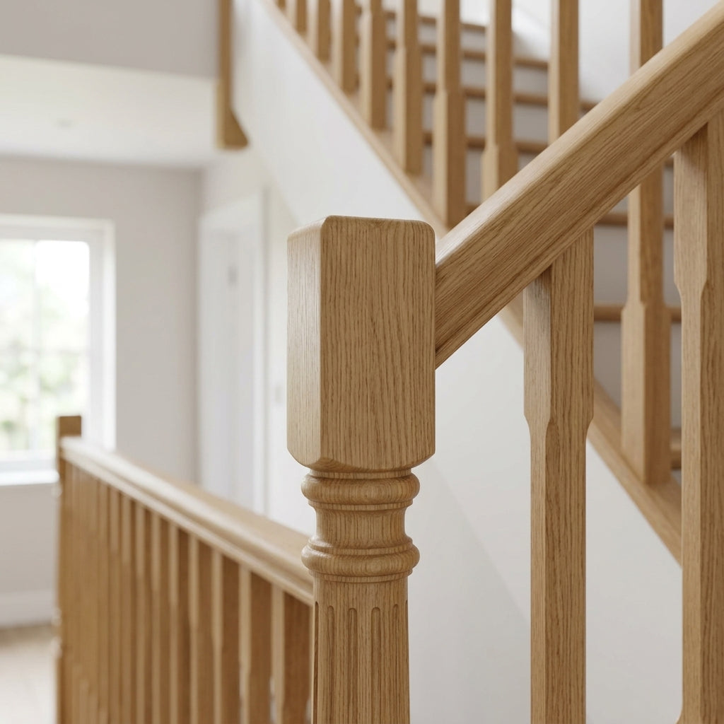 675mm Newel Post – Reeded Pine or Oak (view 2)