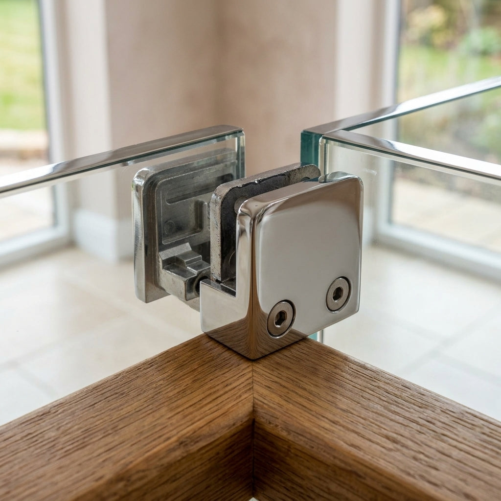 45mm x 45mm Glass Balustrade Clamp Square in Brushed Steel (view 2)