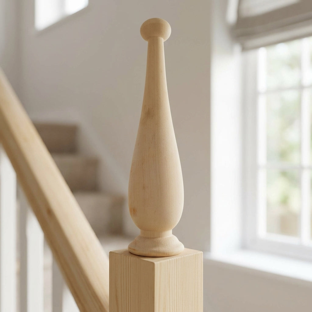 280mm Pine Turned Finial with 39mm Top Ball (view 2)