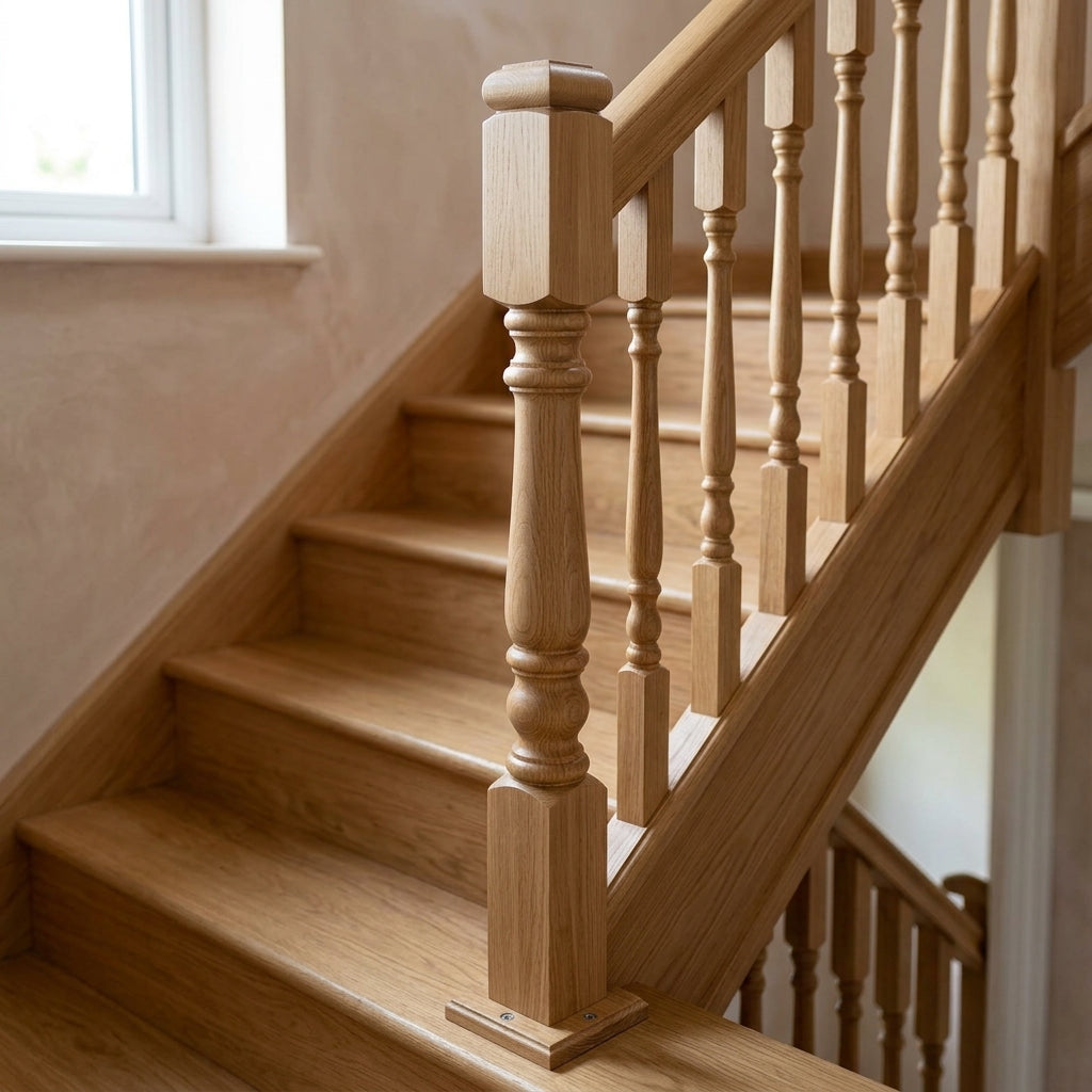90mm Newel Post Pine or Oak – Traditional Design