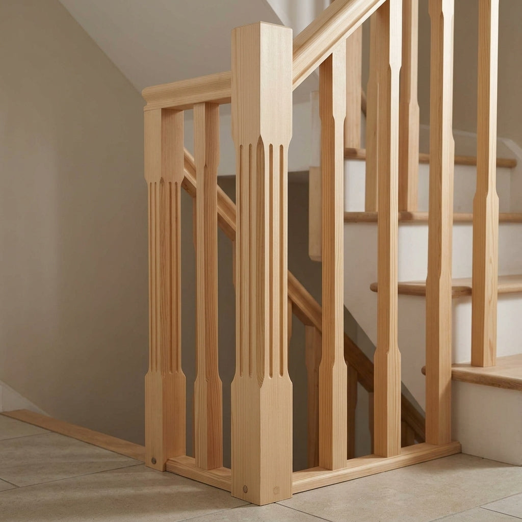 90mm Newel Post Pine with Reeded Detail