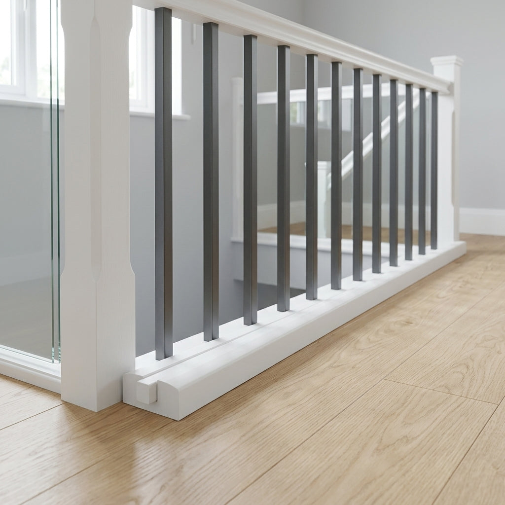 58 x 28mm Baserail White Primed Grooved for Glass or Metal