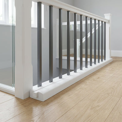 58 x 28mm Baserail White Primed Grooved for Glass or Metal