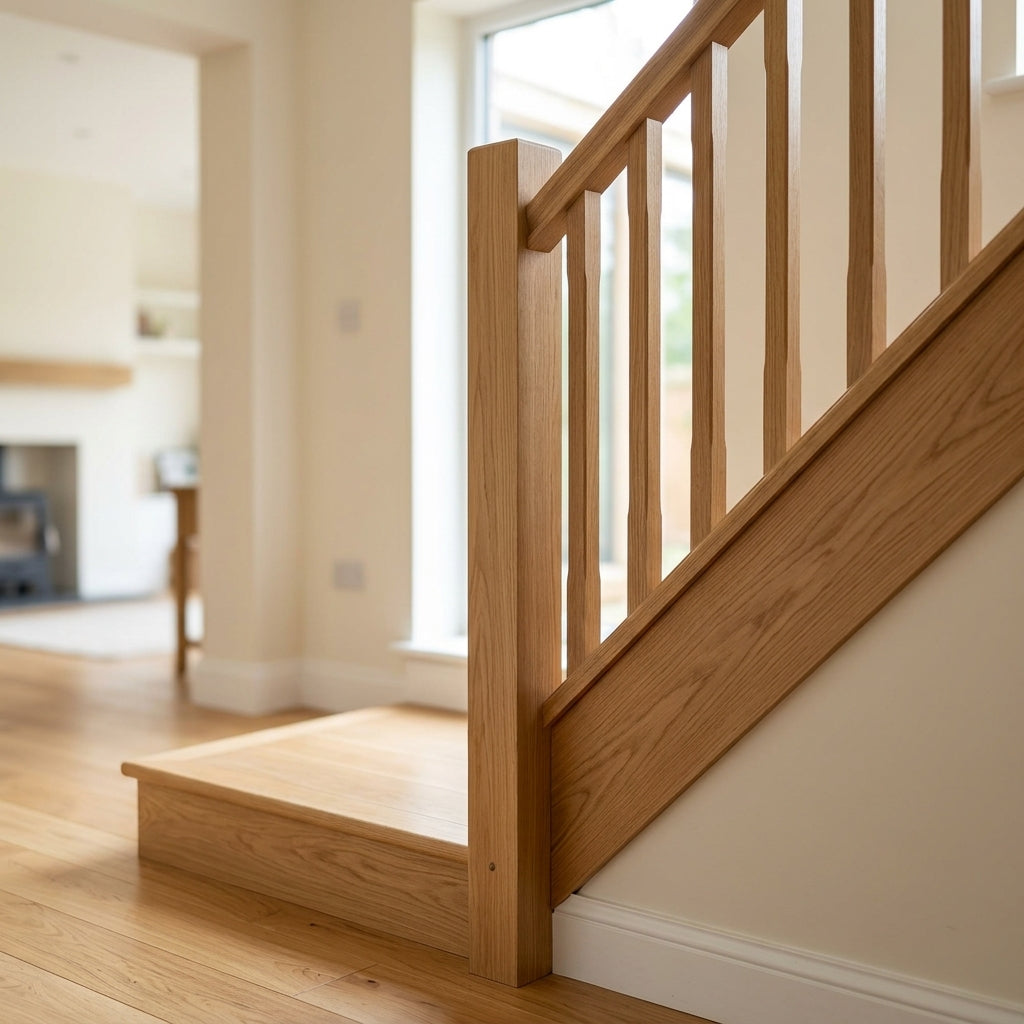 90mm x 90mm Solid Oak Plain Square Newel Post 2400mm