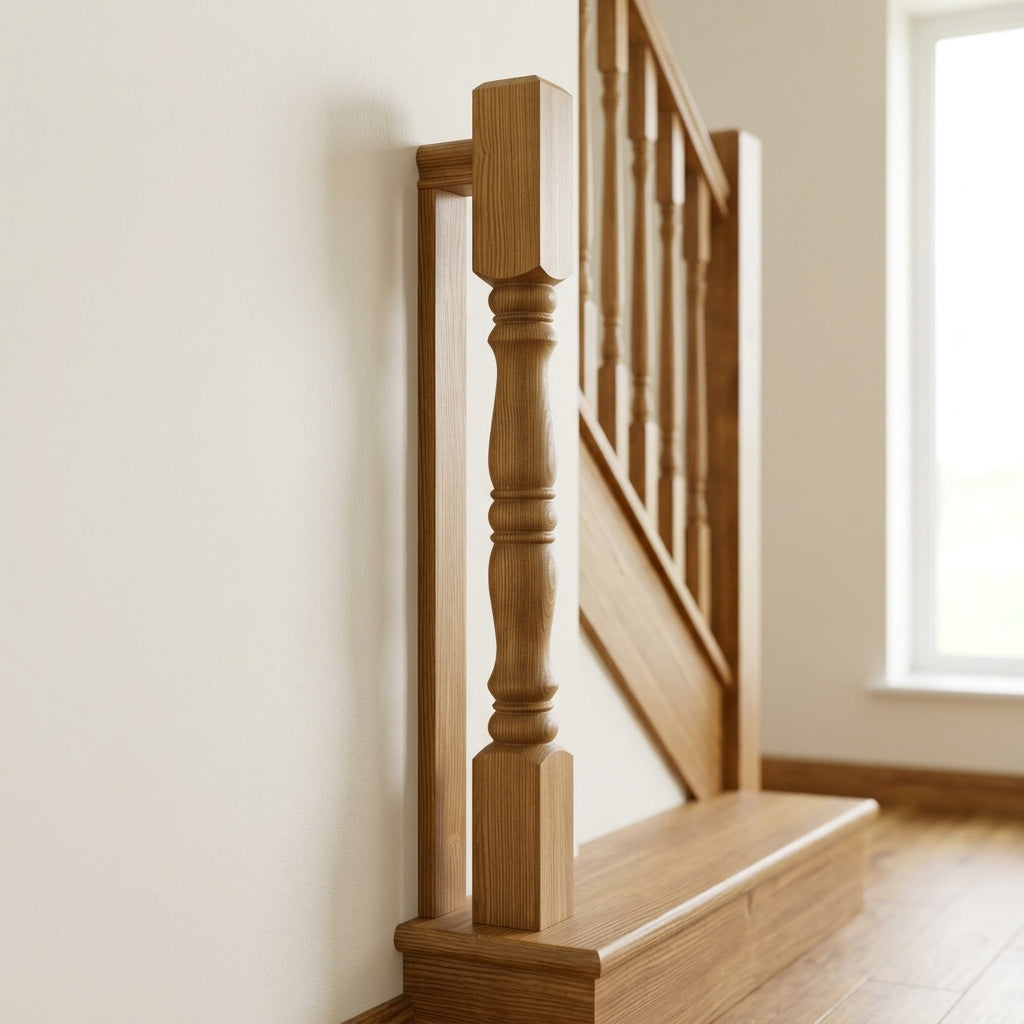90mm Half Newel Post Pine or Oak (view 2)