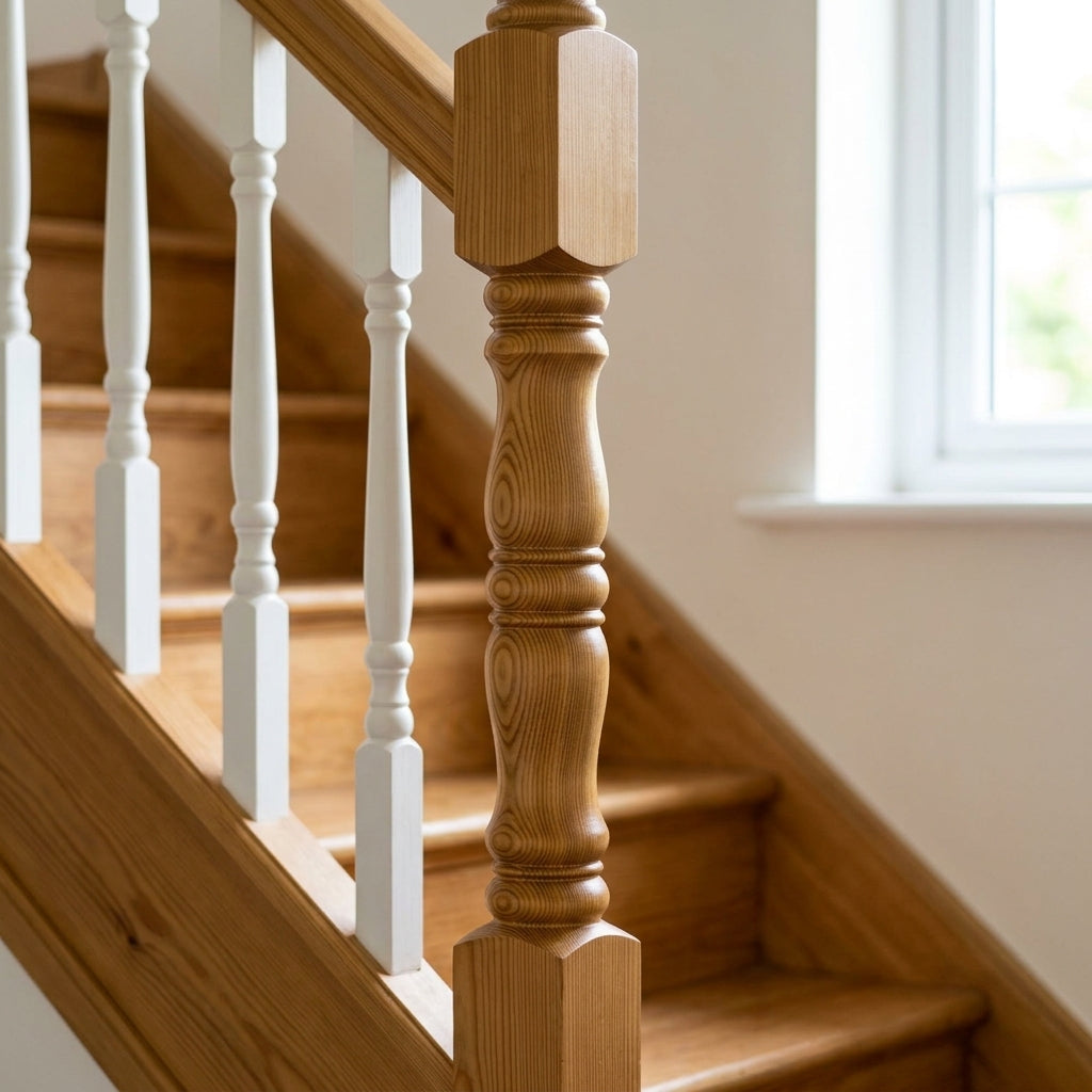 90mm Newel Post Pine or Oak Traditional Design (view 2)