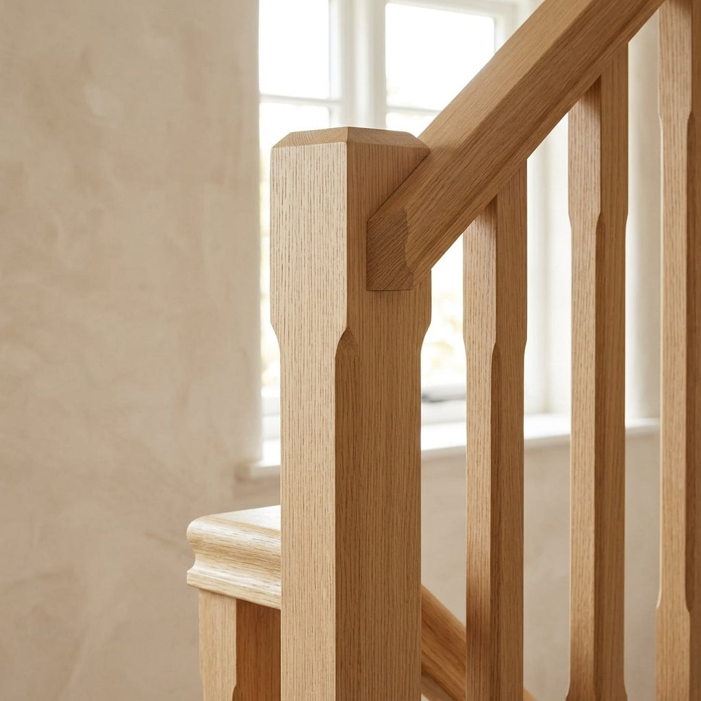 1350mm Plain Square Newel Post - Engineered European Oak (view 2)