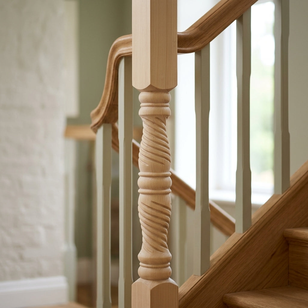 90mm x 1500mm Complete Newel Pine Oversanded (view 2)