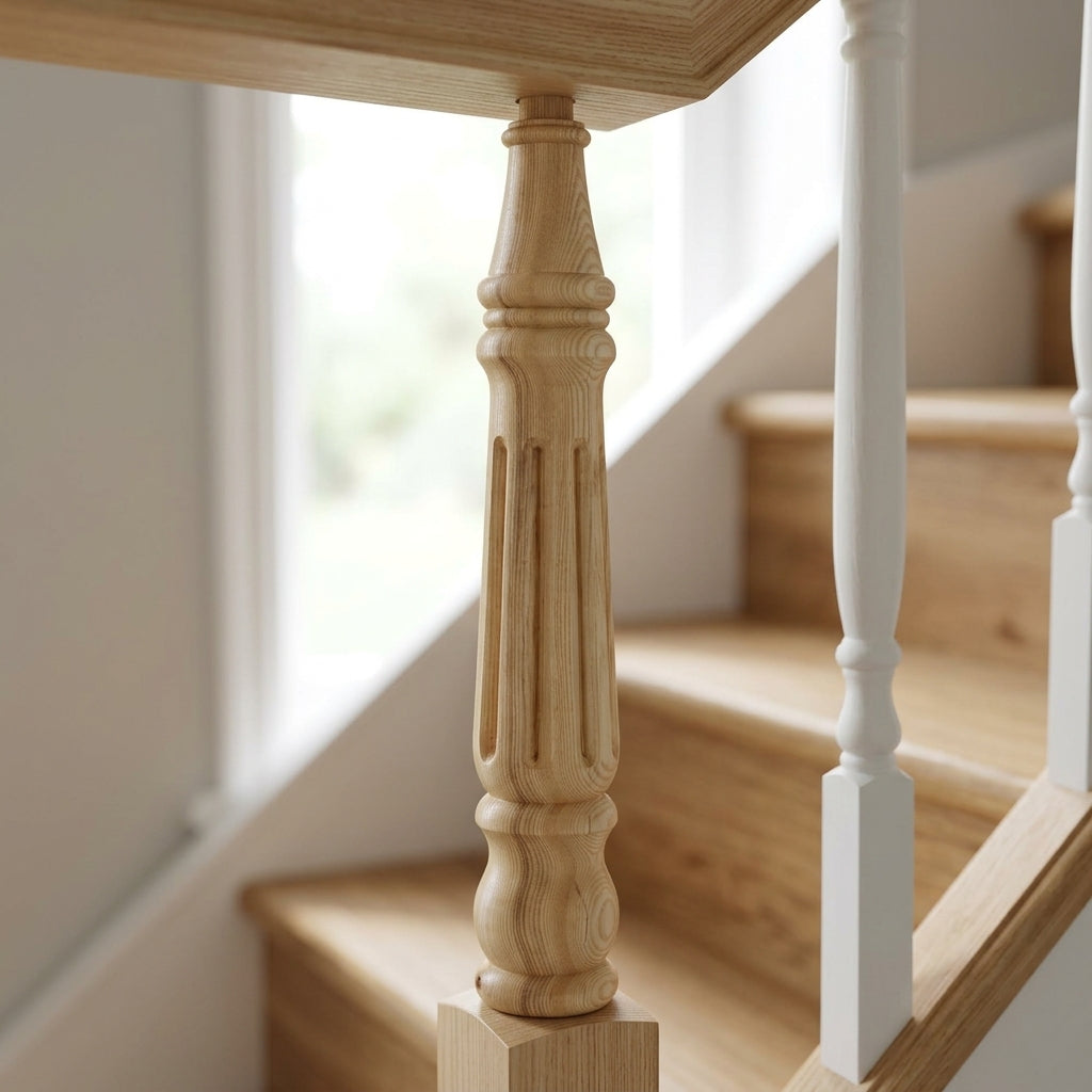 675mm Newel Post – Volute Peg – Pine/Sapele/Ash/Oak (view 2)