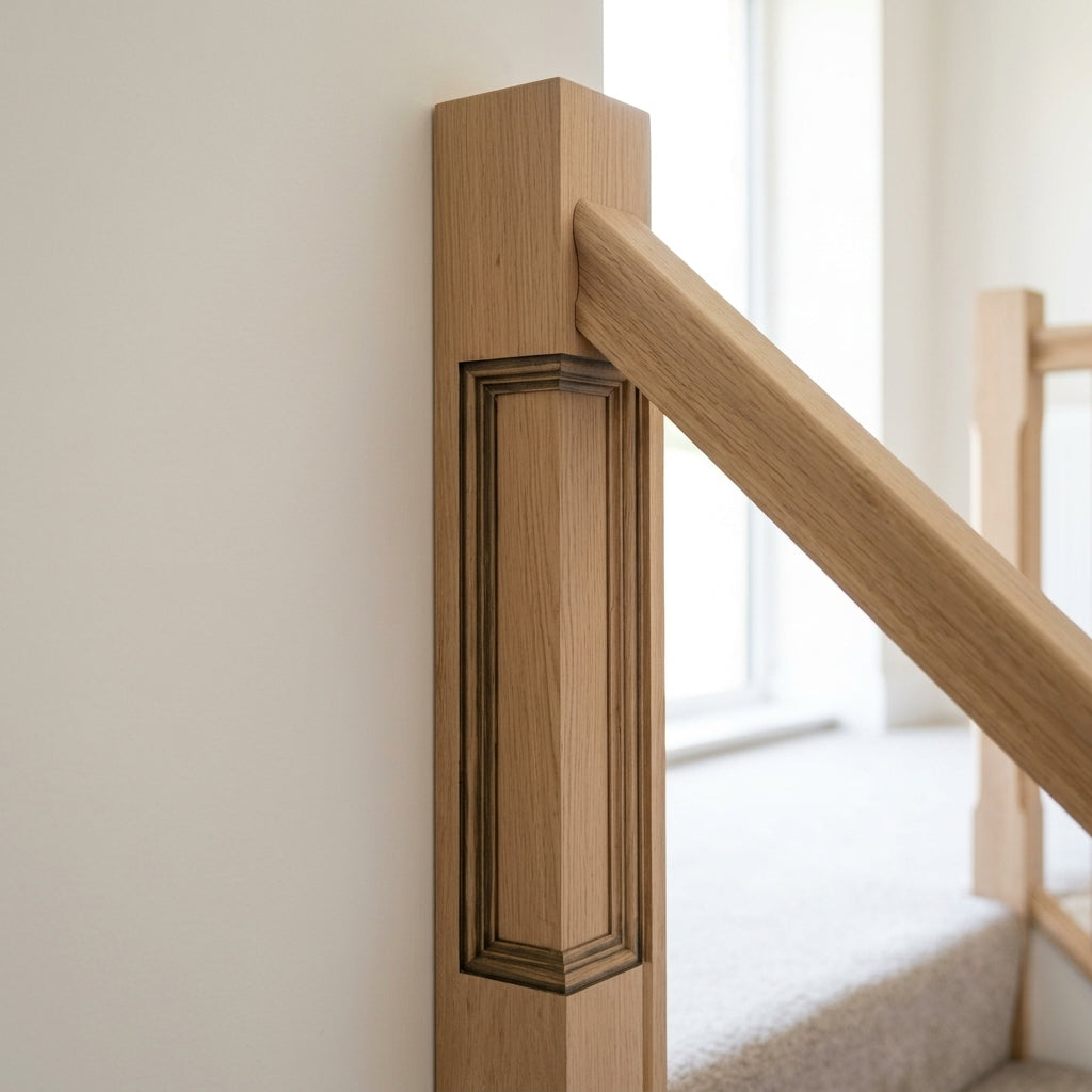 115mm x 1500mm Half Newel Post - Oak Finish (view 2)