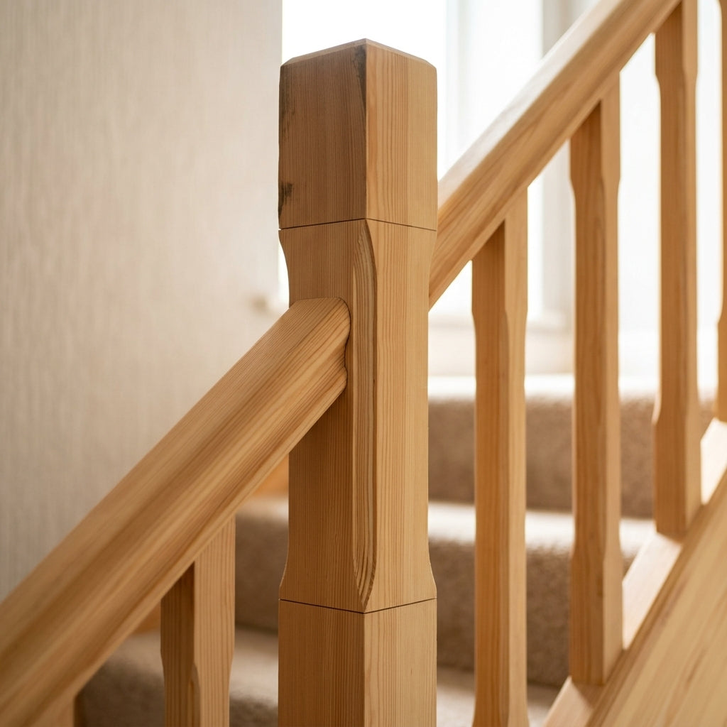90mm Chamfered Newel Pine Bamburgh - Knots Not Present (view 2)