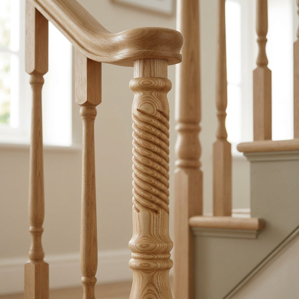 675mm Newel Post Volute Peg Pine/Oak (view 2)