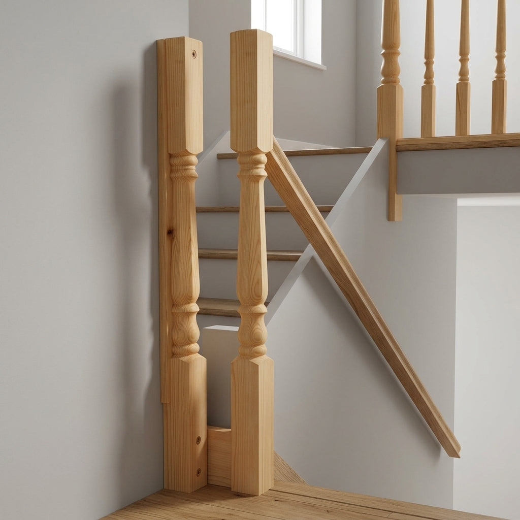 90mm Half Octagonal Newel Post in Pine or Oak
