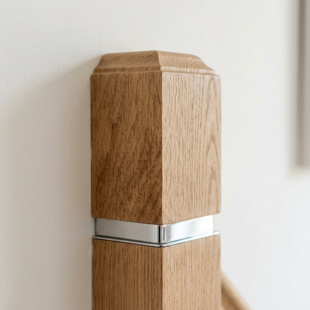 90mm Half Pyramid Cap Oak/Chrome Finish (view 2)