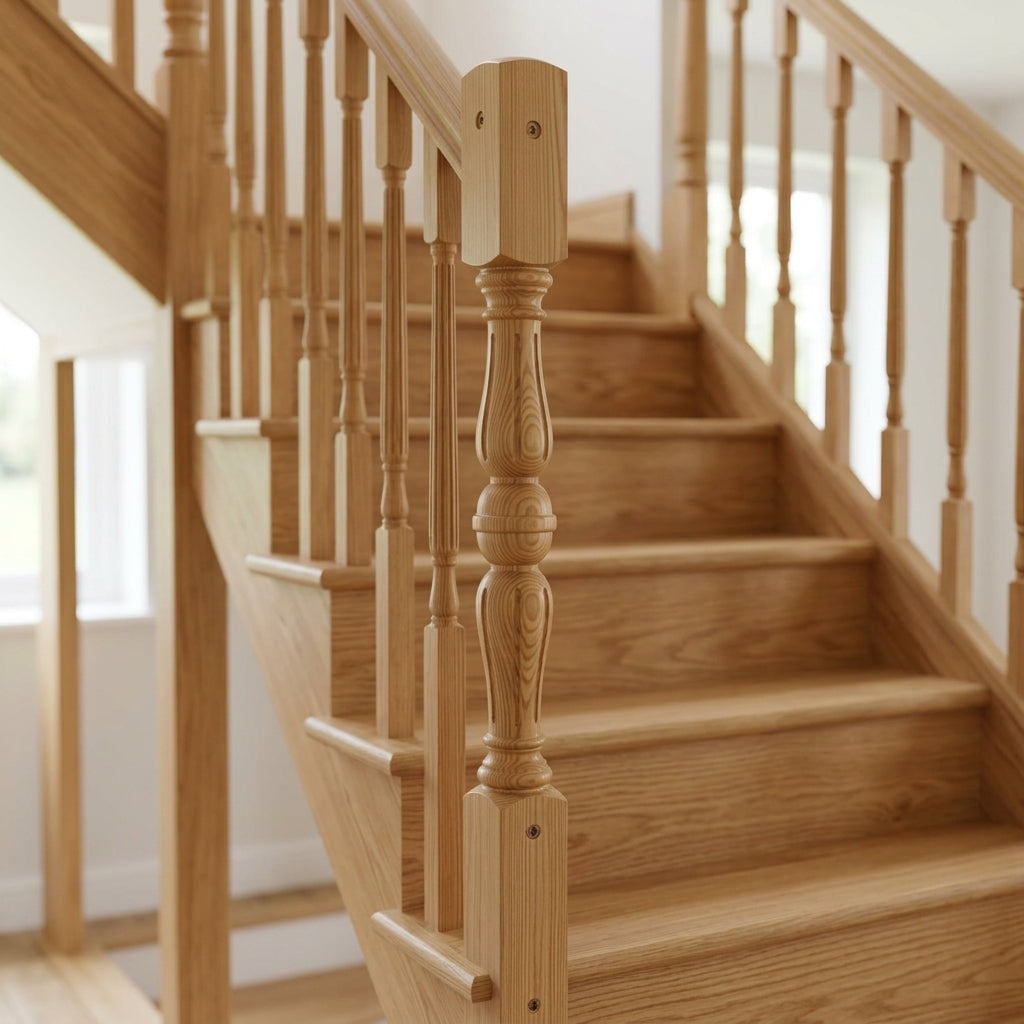 210mm Newel Post Pine or Oak Traditional Reeded Design