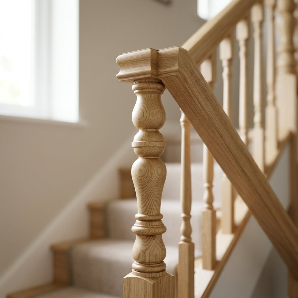 675mm Newel Post – Volute Peg – Pine/Oak (view 2)
