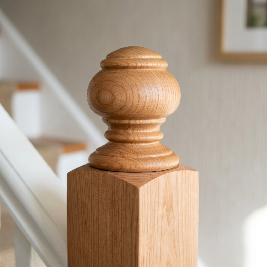 32mm Turned Newel Cap Unfinished Red (view 2)