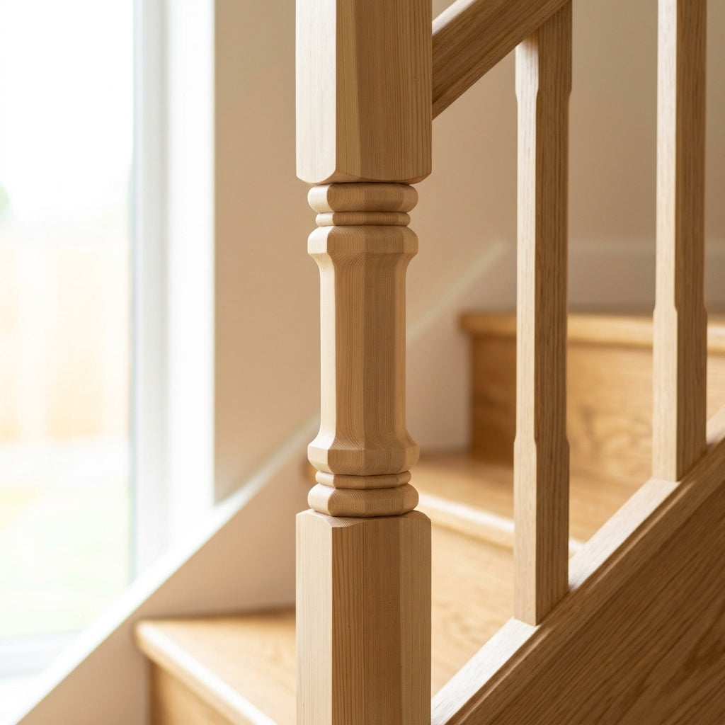 90mm Octagonal Newel Post in Pine or Oak (view 2)