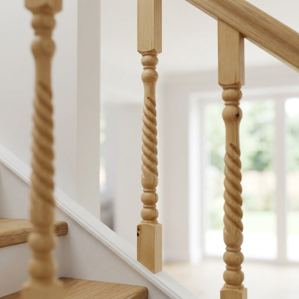 Twisted Stair Spindle 900mm Ash (view 2)