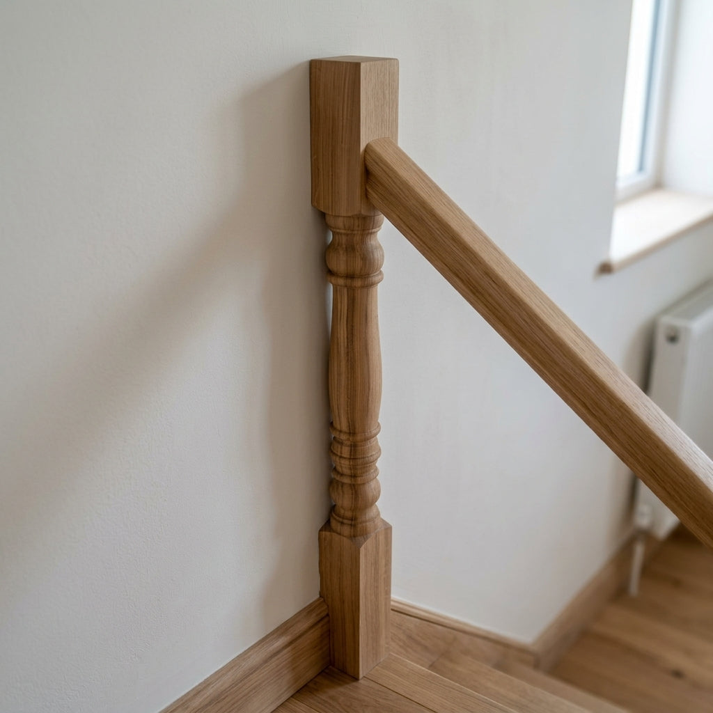 90mm Half Newel Post Oak - Complete (view 2)