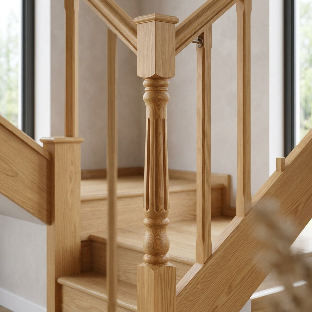 210mm Newel Post Pine or Oak Traditional Fluted (view 2)