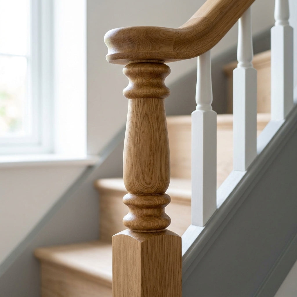 675mm Newel Post Volute Peg Pine or Oak (view 2)