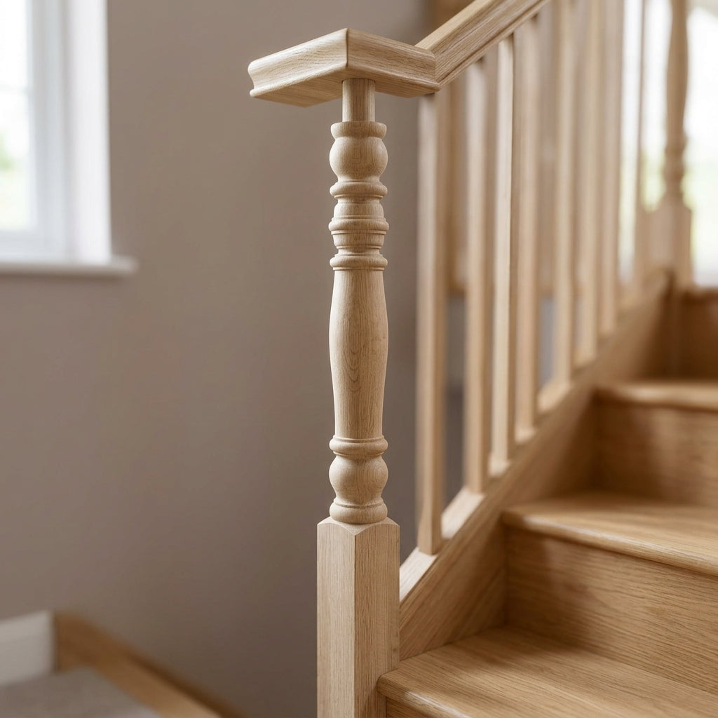90mm Newel Peg Oak Colour Match (view 2)