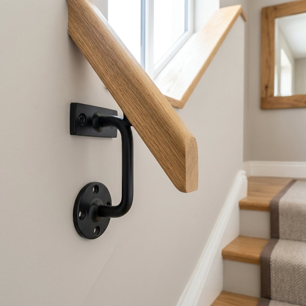 Black Metal Handrail Bracket | Matt Finish | 3.5mm Screws