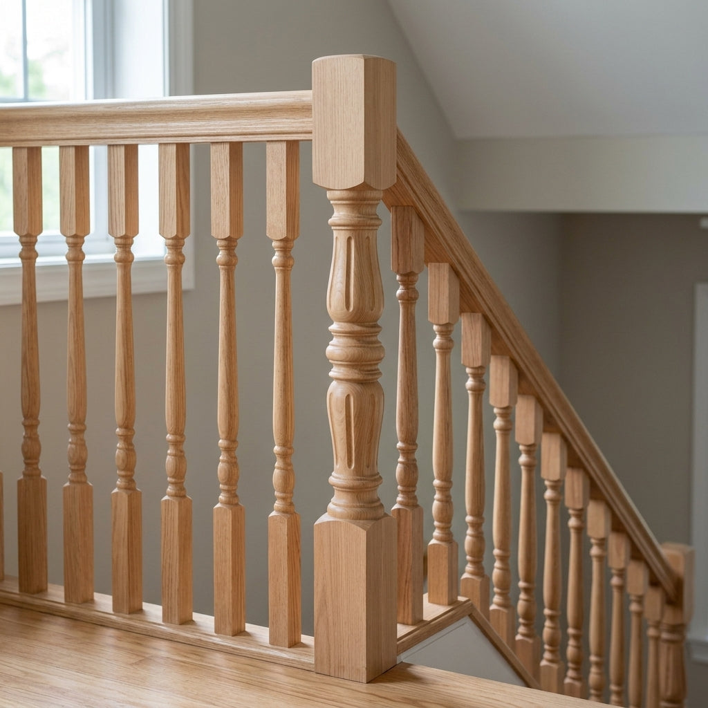 90mm Newel Post Pine or Oak Traditional Reeded Design