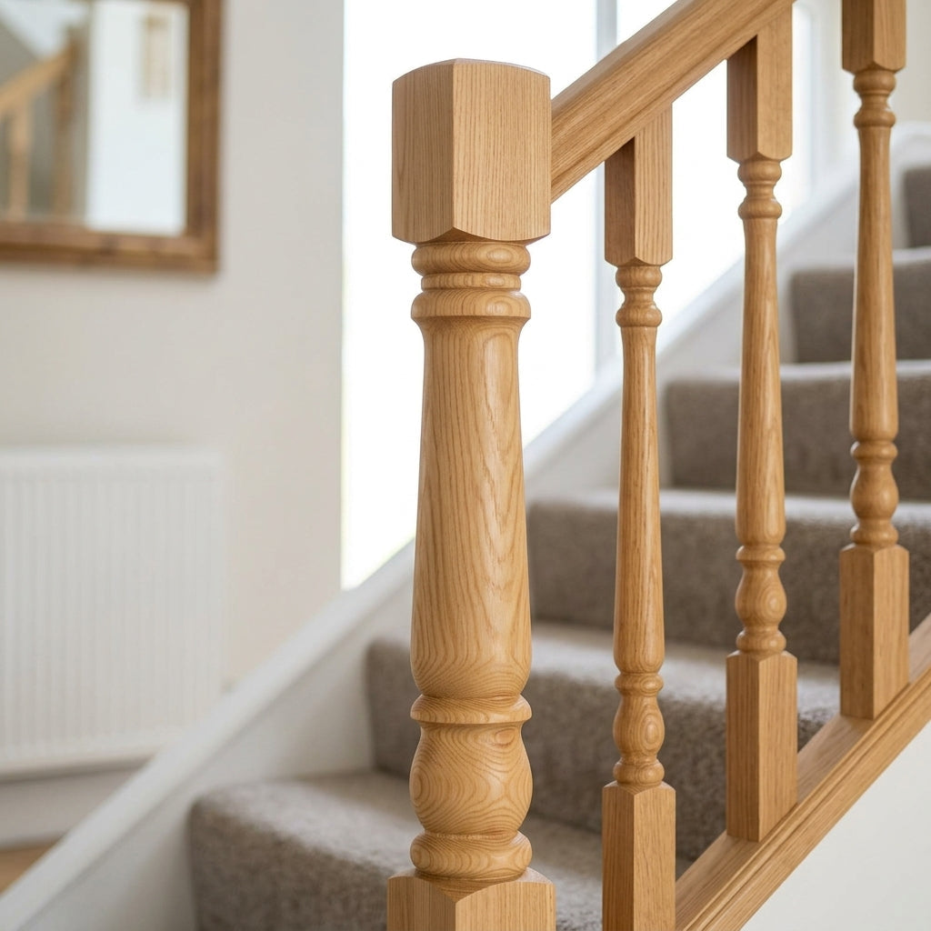 90mm Square Newel Post Oak 210 Peg (view 2)