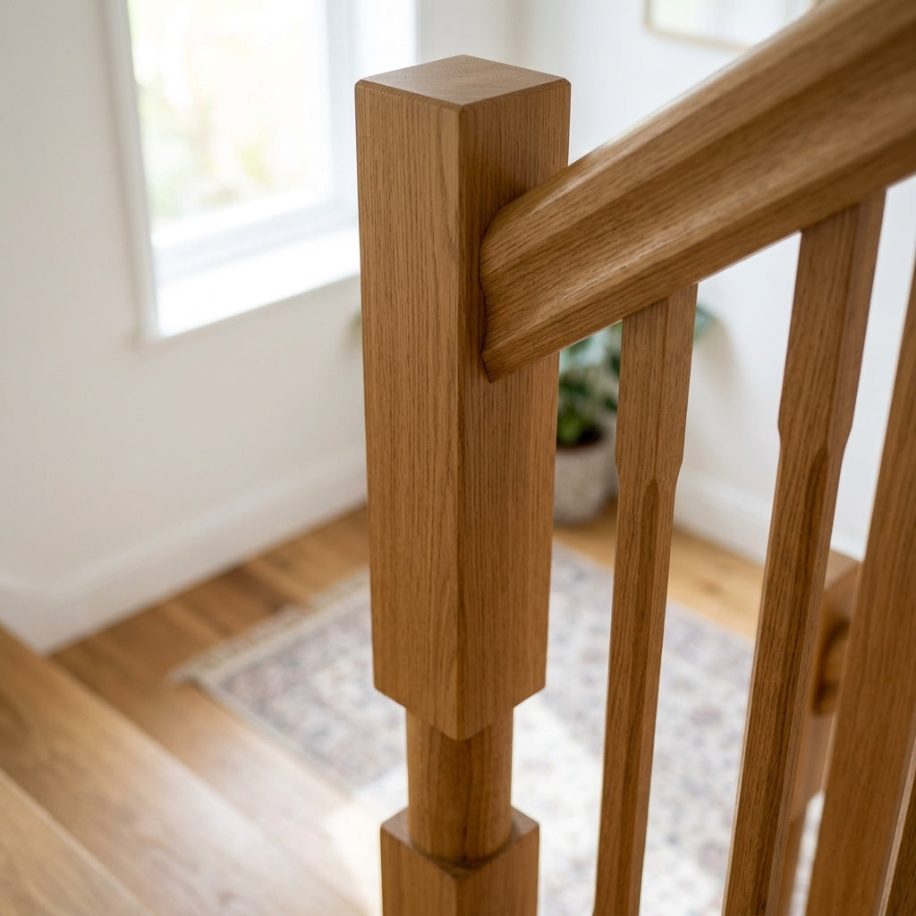 90mm Plain Square Newel Post Oak/Pine – 205 Peg (view 2)