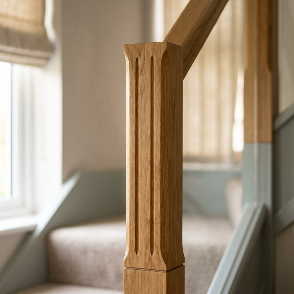 210mm Newel Post – Pine or Oak – Contemporary Design (view 2)