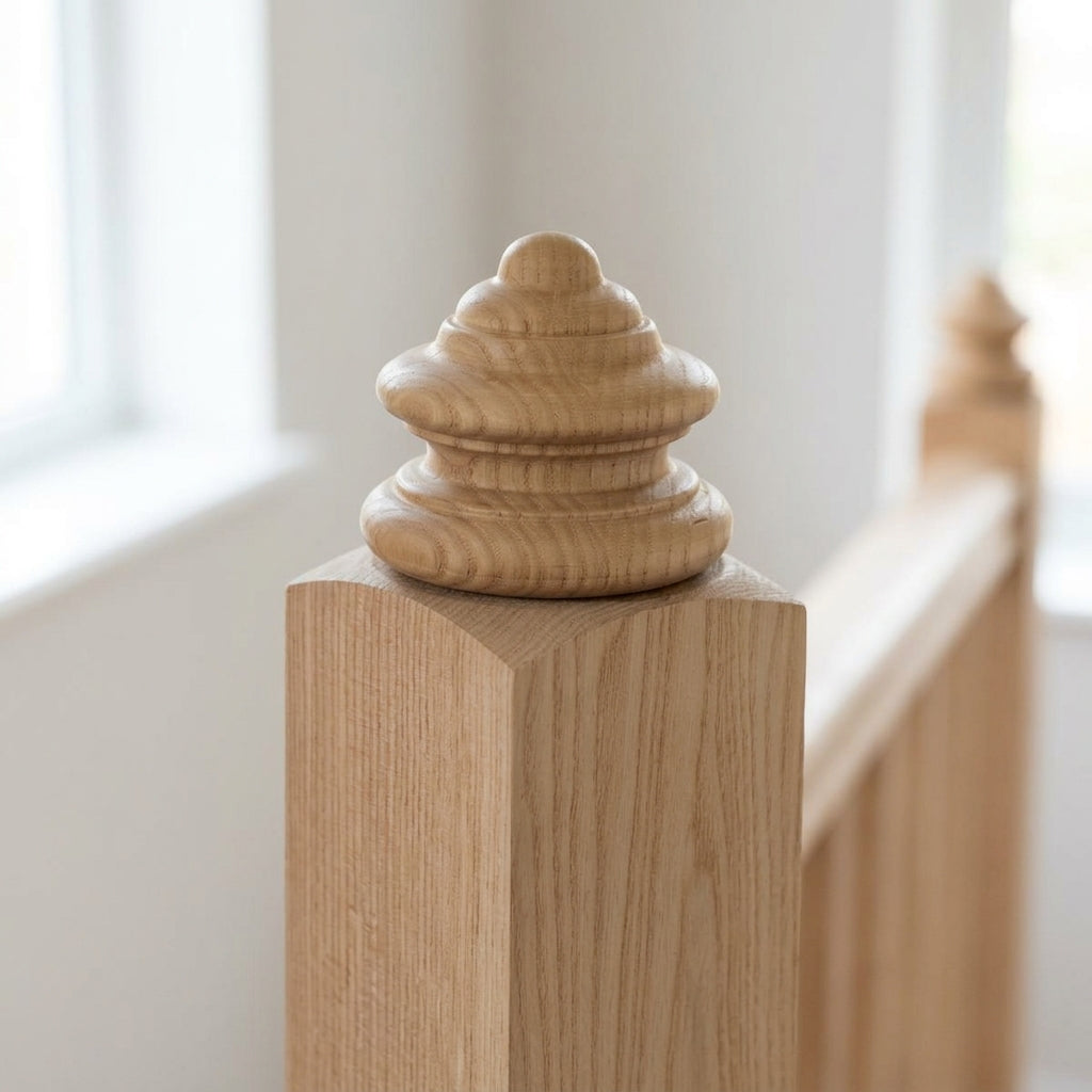 32mm Newel Drop Cap - Unfinished Wooden Turned Design (view 2)