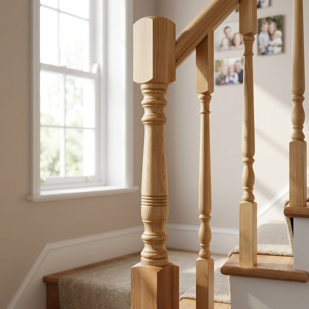 210mm Newel Post Pine/Oak Victorian Style (view 2)