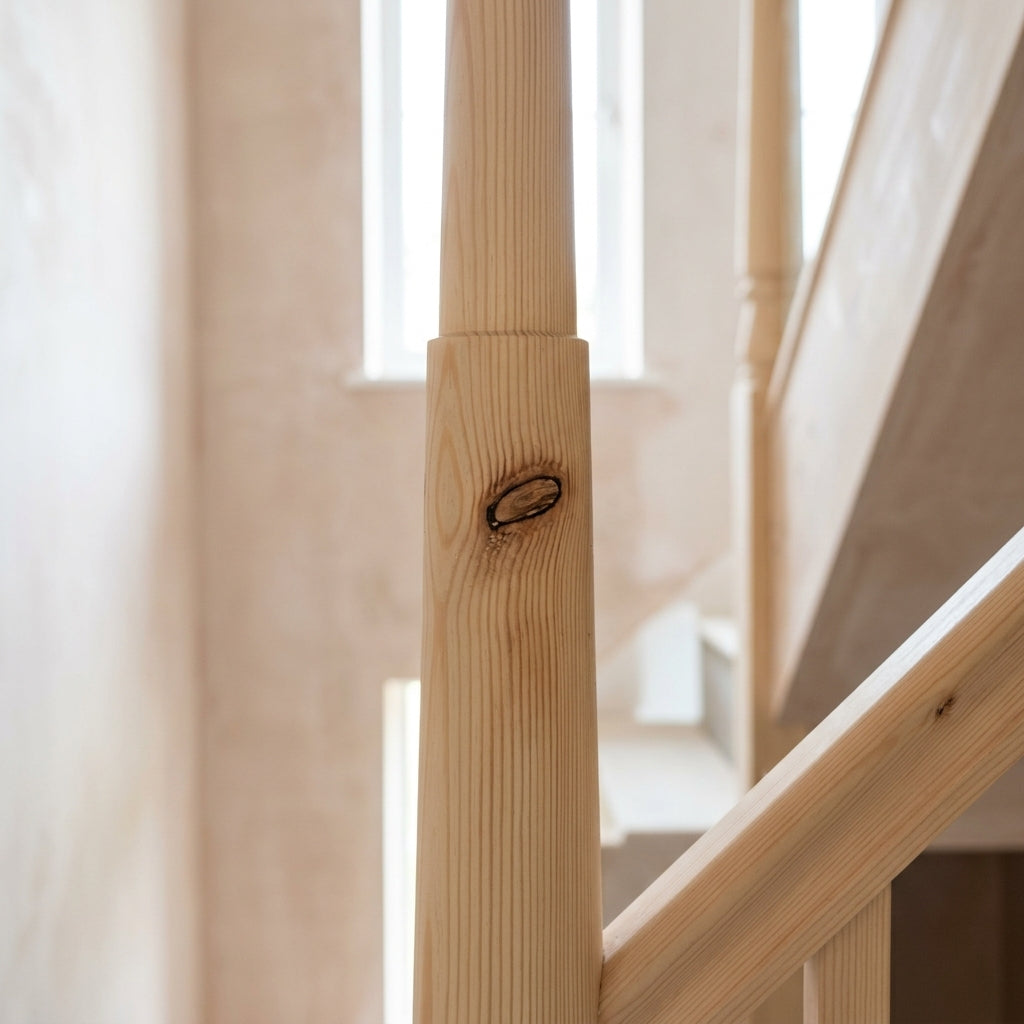 710mm Tapered Volute Newel Peg Pine 75mm to 32mm (view 2)