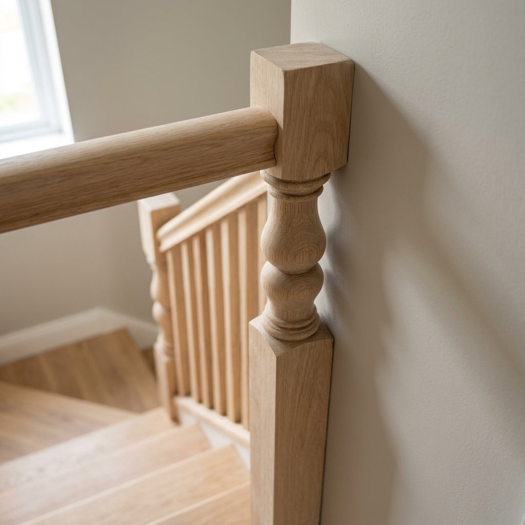 140mm x 1500mm Oak Half Newel Post Unsanded (view 2)