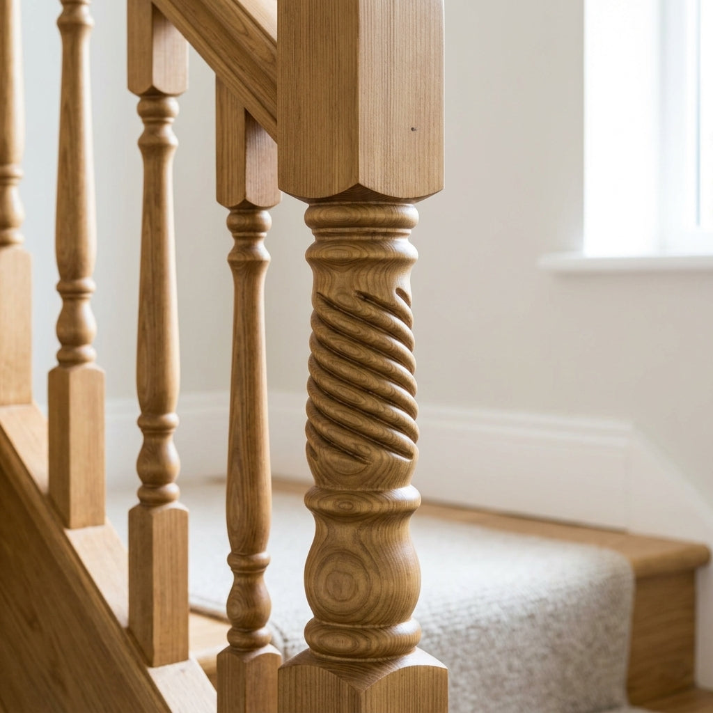 90mm Newel Post Pine or Oak Traditional Twisted Design (view 2)