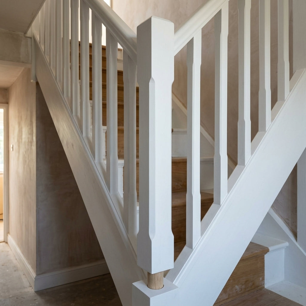 210mm Stop Chamfered Newel Post in White Primed Pine