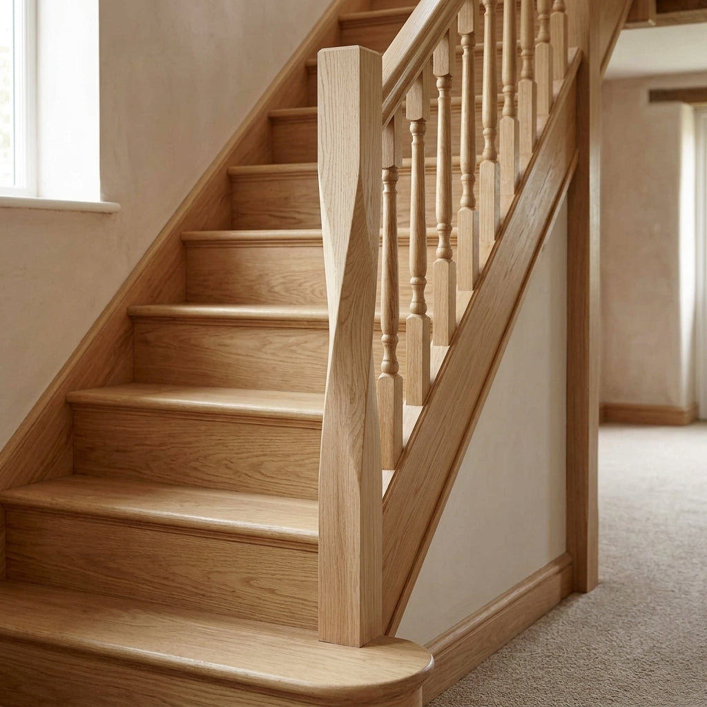 Half 210mm Alnwick Twist Newel Post Oak