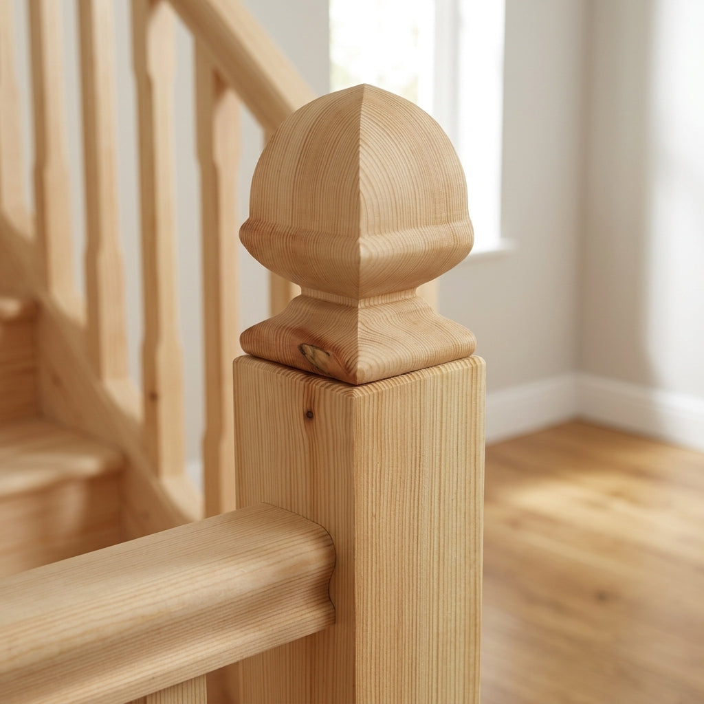 32mm Newel Cap - Knitsley Square - Unfinished