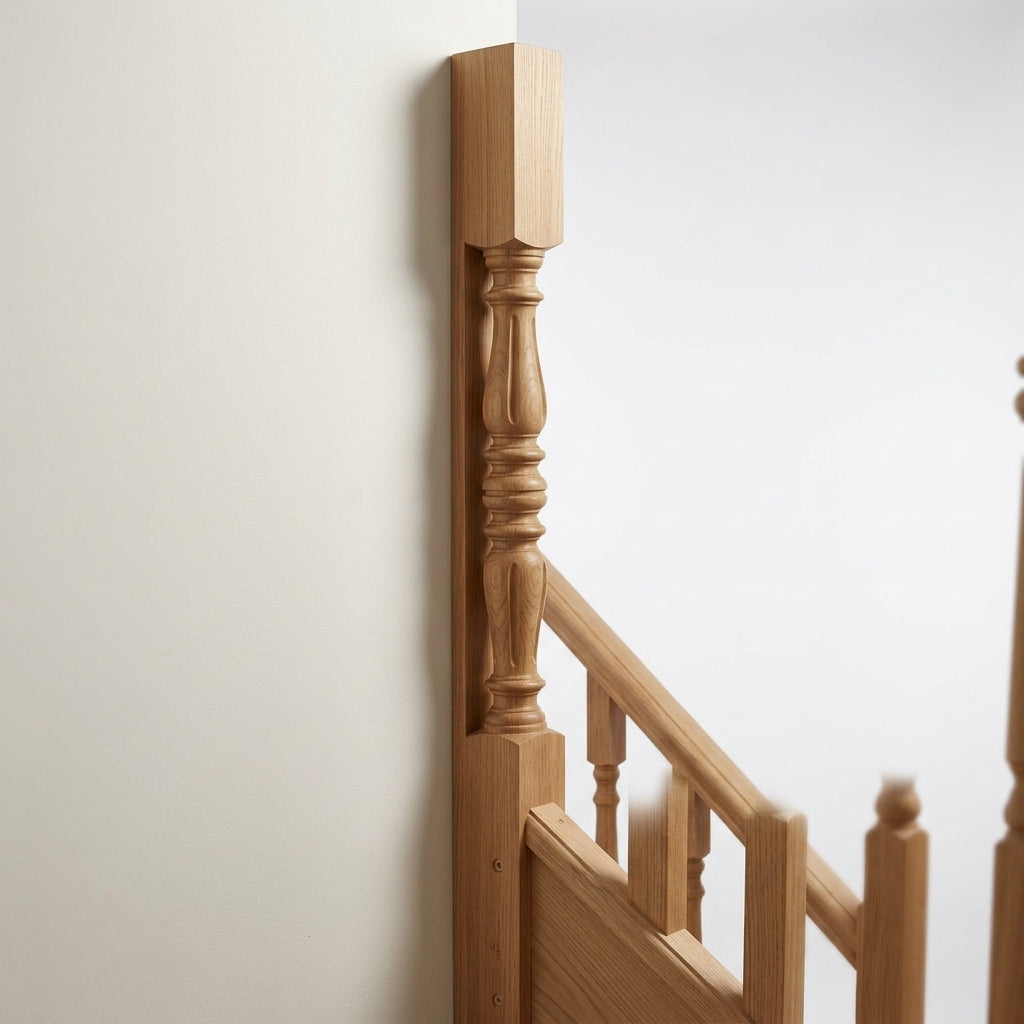 Half 210 Newel Post Pine or Oak – Traditional Reeded Design