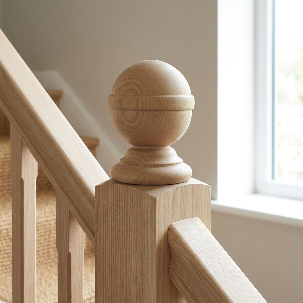 32mm Diameter Turned Newel Cap - Unfinished Wood