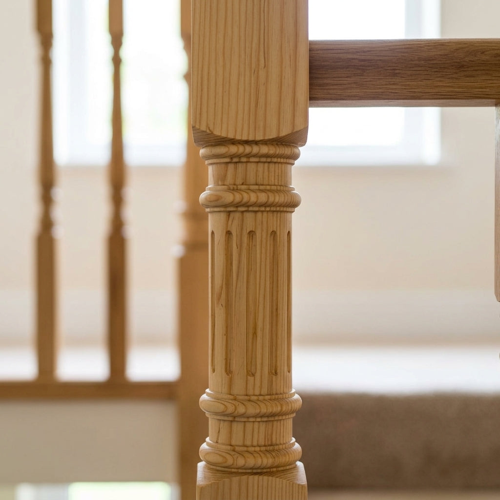 90mm Corbridge Newel Post – Reeded Pine (view 2)