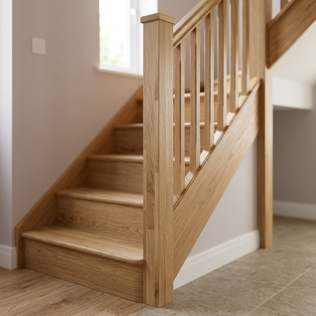 90mm x 90mm Solid Oak Plain Square Newel Post 1500mm